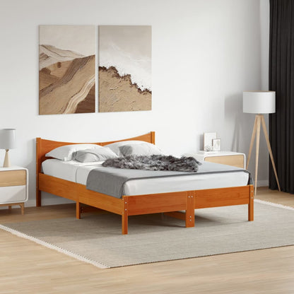 Cadre de lit sans matelas cire marron 120x200cm bois pin massif