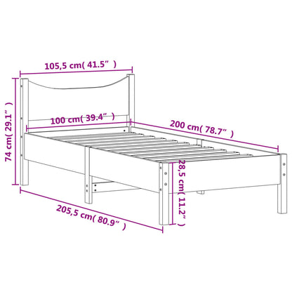 Cadre de lit sans matelas 100x200 cm bois massif de pin