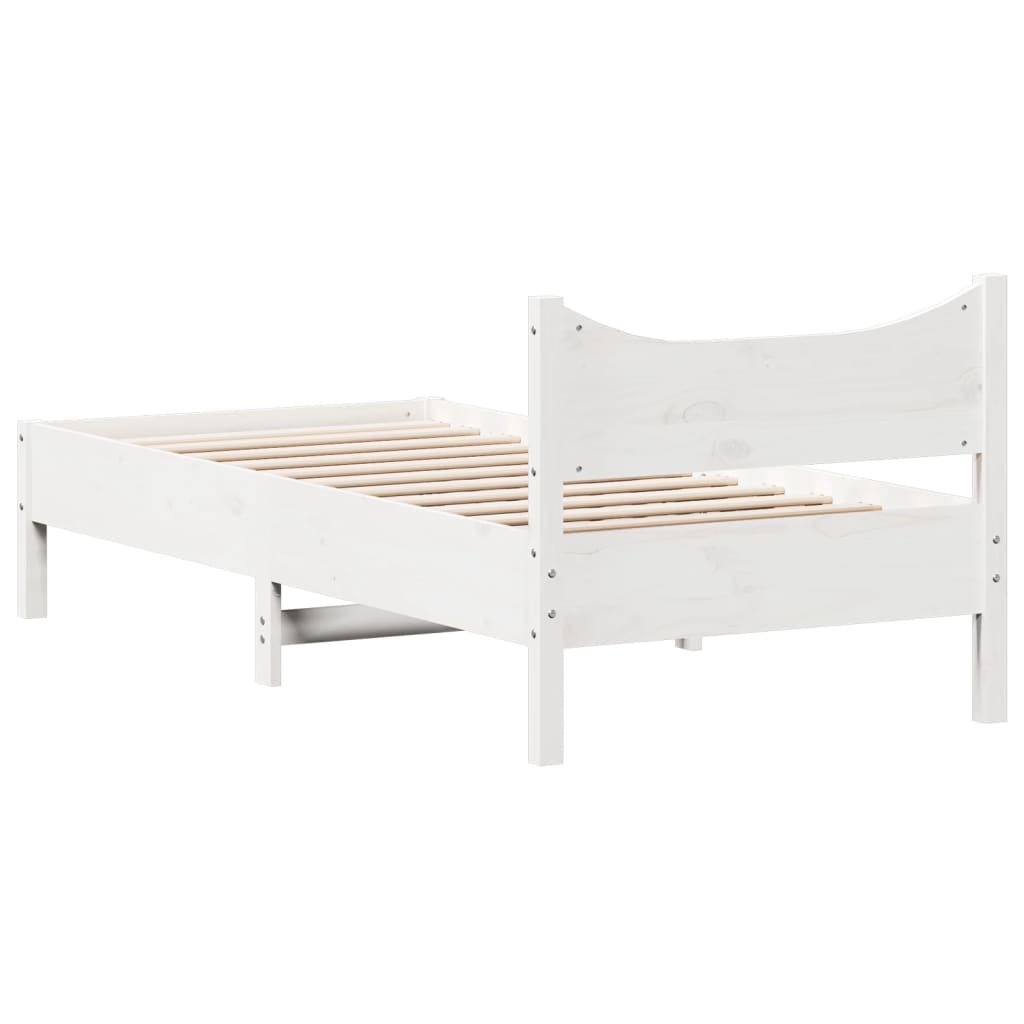 Cadre de lit sans matelas blanc 100x200 cm bois de pin massif