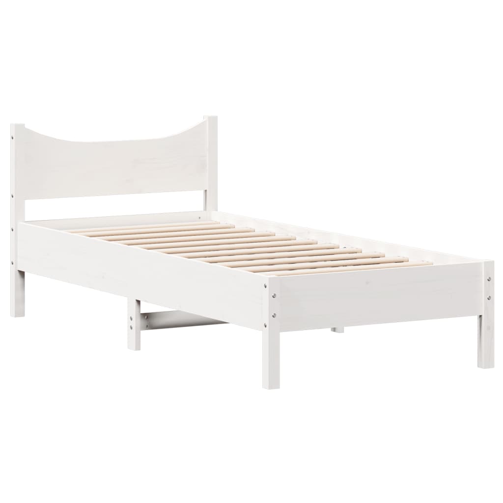 Cadre de lit sans matelas blanc 90x200 cm bois de pin massif