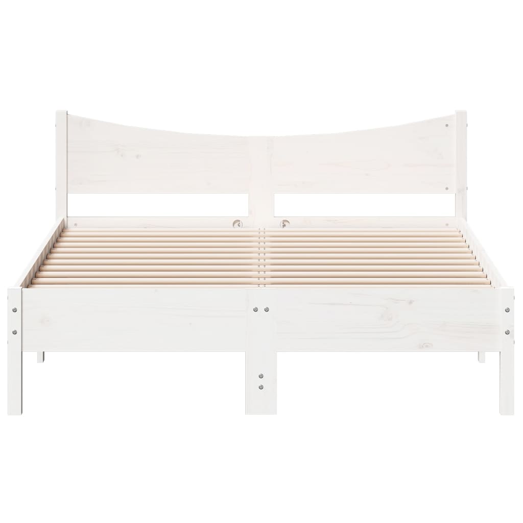 Cadre de lit sans matelas blanc 140x190 cm bois de pin massif