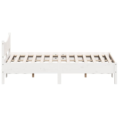 Cadre de lit sans matelas blanc 140x190 cm bois de pin massif