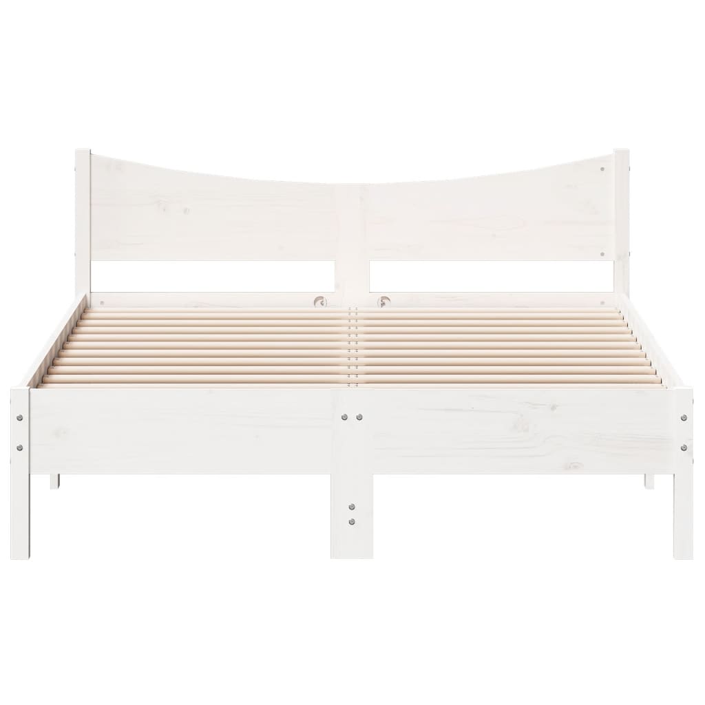 Cadre de lit sans matelas blanc 135x190 cm bois de pin massif