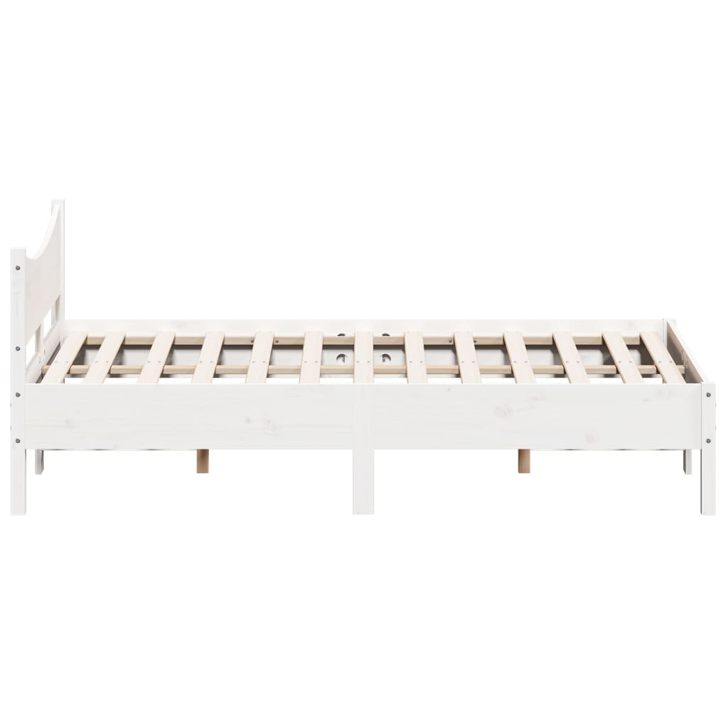 Cadre de lit sans matelas blanc 135x190 cm bois de pin massif