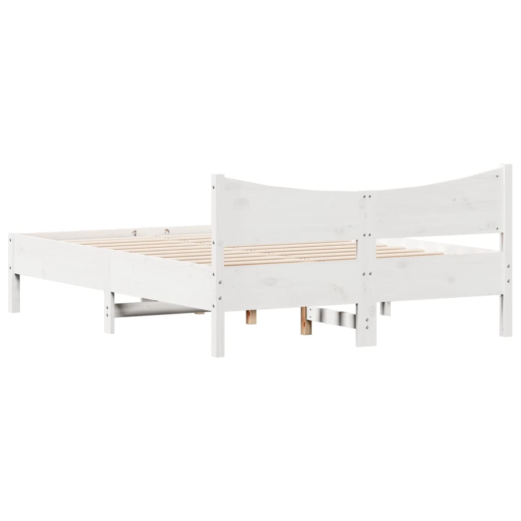 Cadre de lit sans matelas blanc 135x190 cm bois de pin massif