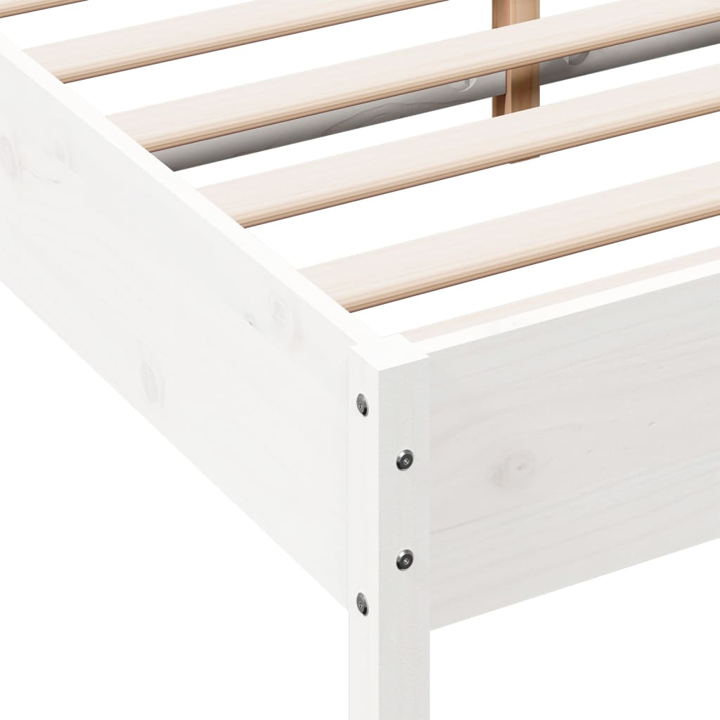 Cadre de lit sans matelas blanc 135x190 cm bois de pin massif