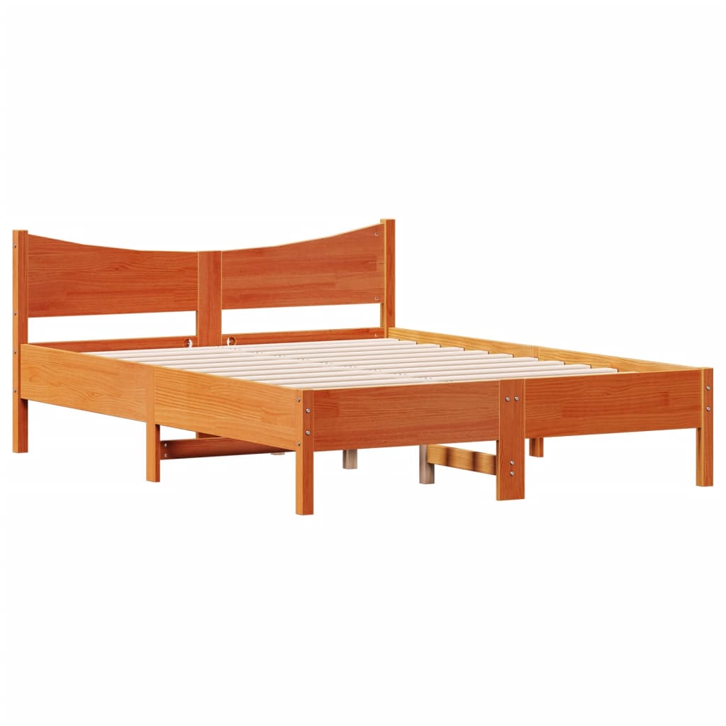 Cadre de lit sans matelas cire marron 120x190cm bois pin massif