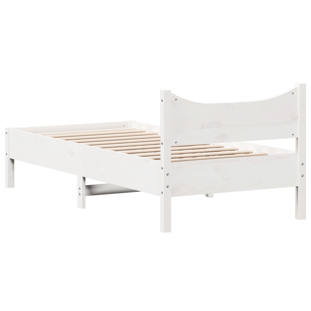 Cadre de lit sans matelas blanc 90x190 cm bois de pin massif