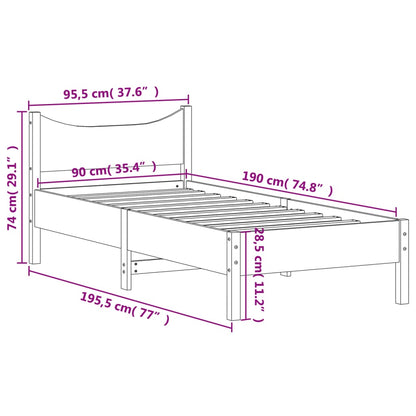 Cadre de lit sans matelas blanc 90x190 cm bois de pin massif