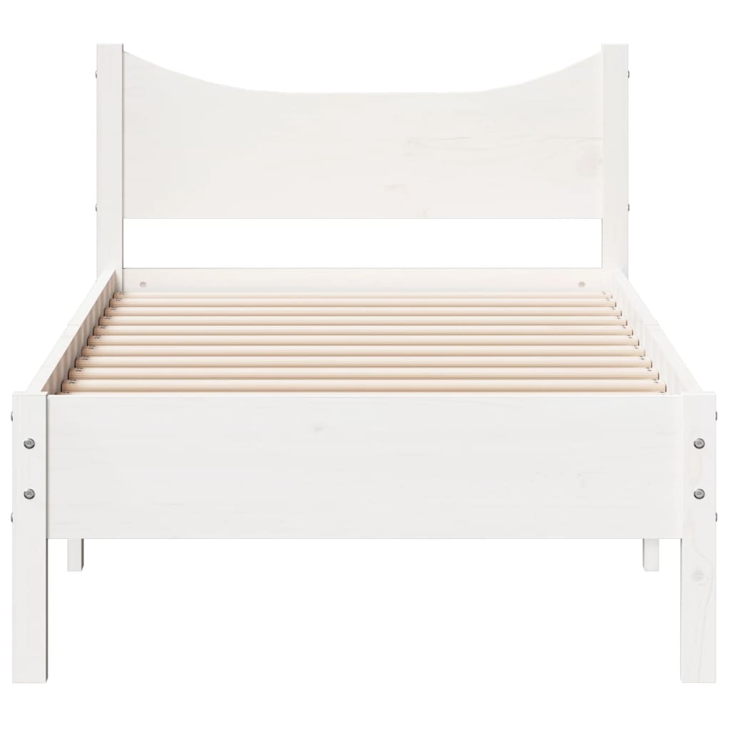 Cadre de lit sans matelas blanc 75x190 cm bois de pin massif