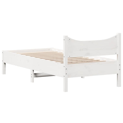 Cadre de lit sans matelas blanc 75x190 cm bois de pin massif