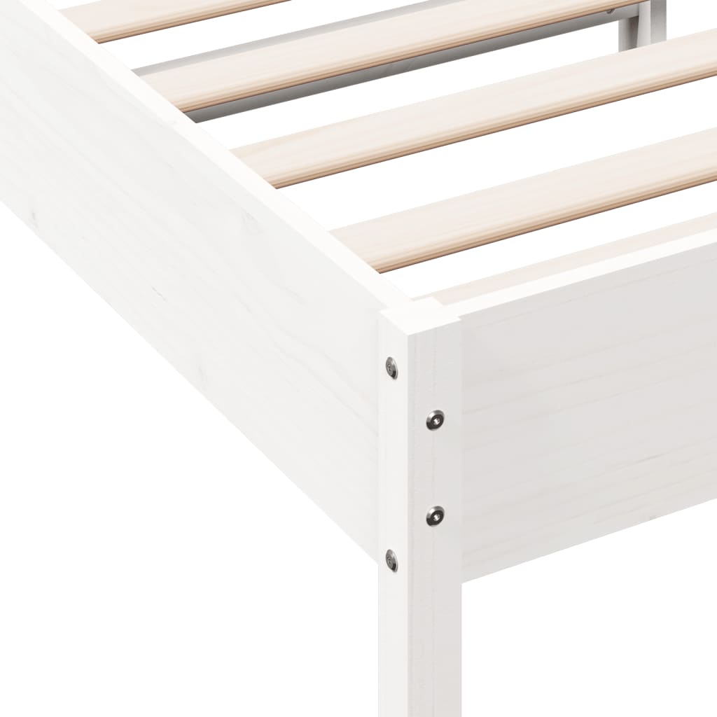 Cadre de lit sans matelas blanc 75x190 cm bois de pin massif