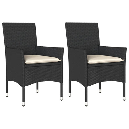 Chaises de jardin avec coussins lot de 2 noir résine tressée