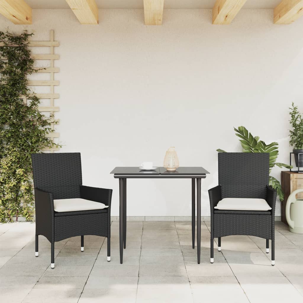 Chaises de jardin avec coussins lot de 2 noir résine tressée