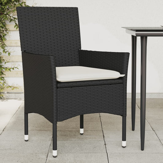 Chaises de jardin avec coussins lot de 2 noir résine tressée