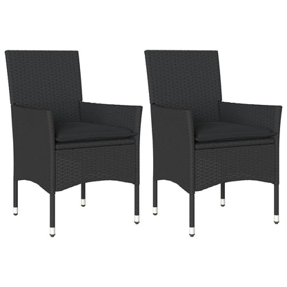 Chaises de jardin avec coussins lot de 2 noir résine tressée