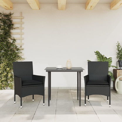 Chaises de jardin avec coussins lot de 2 noir résine tressée