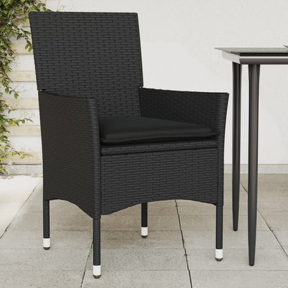 Chaises de jardin avec coussins lot de 2 noir résine tressée