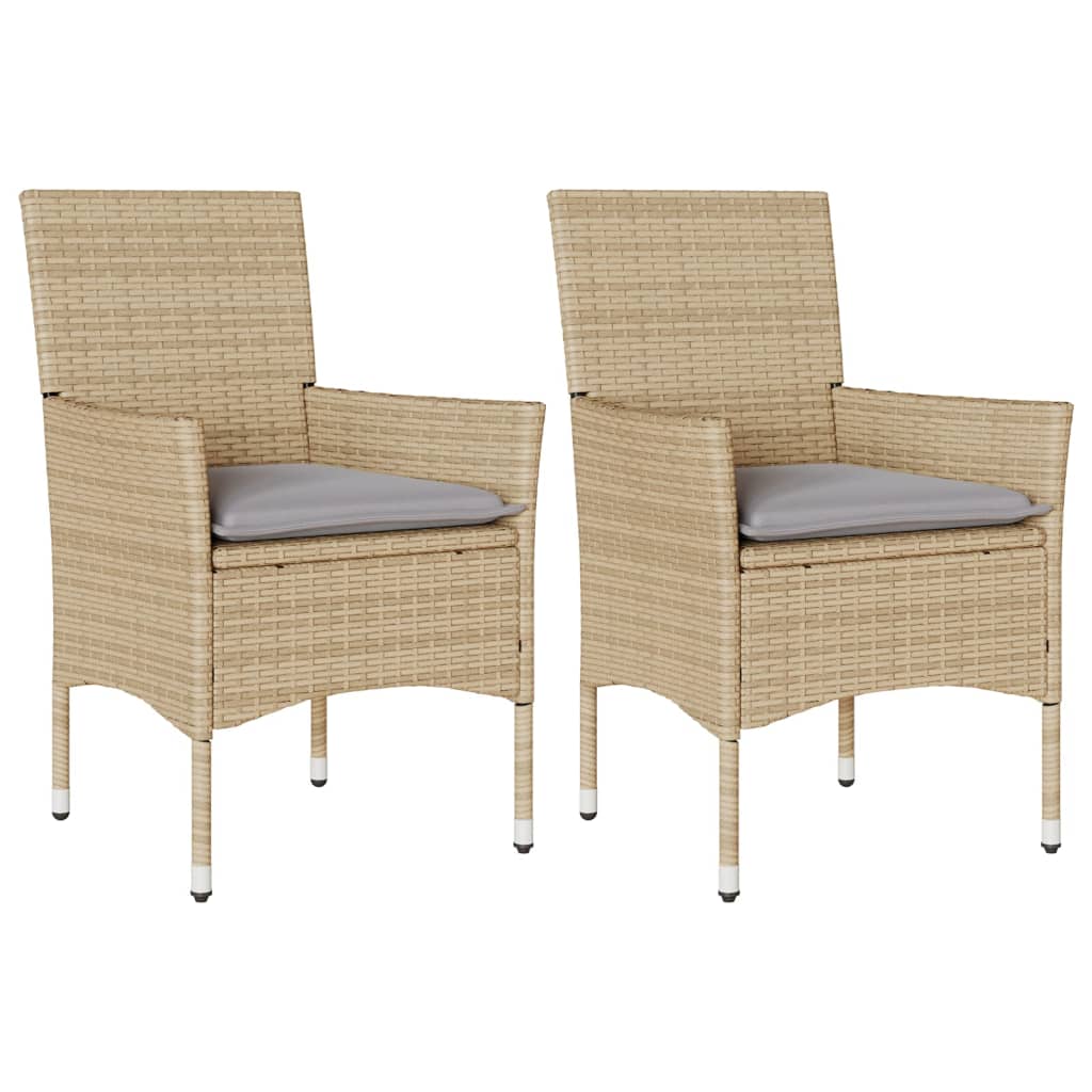 Chaises de jardin avec coussins lot de 2 beige résine tressée