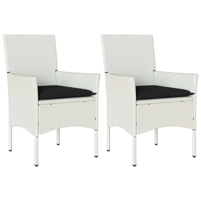 Chaises de jardin avec coussins lot de 2 blanc résine tressée