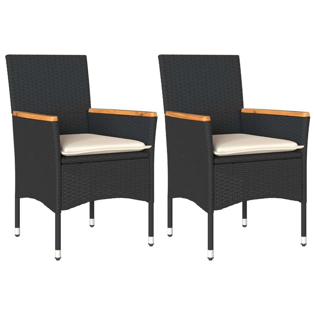 Chaises de jardin avec coussins lot de 2 noir résine tressée