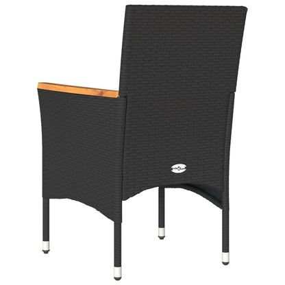 Chaises de jardin avec coussins lot de 2 noir résine tressée