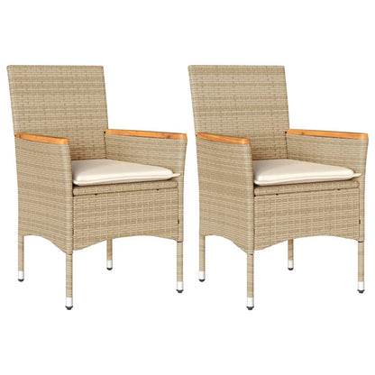 Chaises de jardin avec coussins lot de 2 beige résine tressée