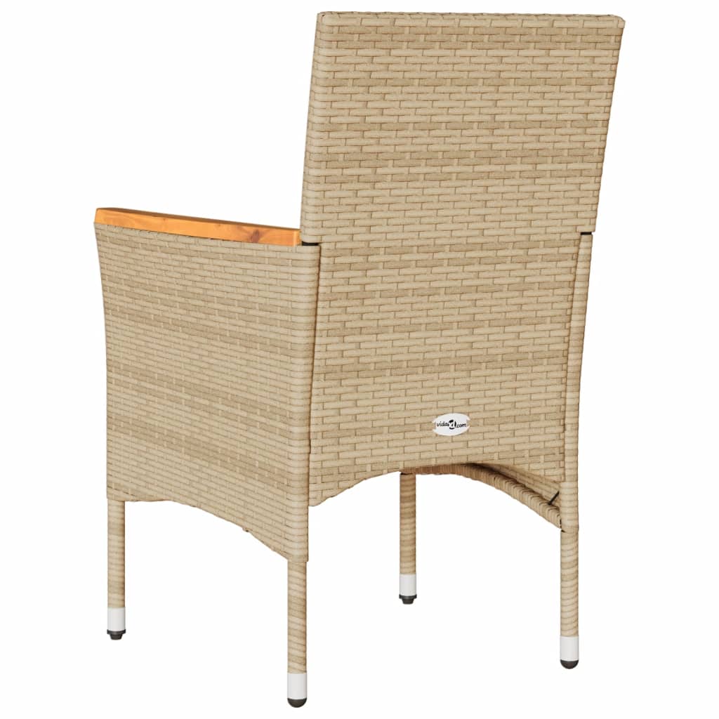 Chaises de jardin avec coussins lot de 2 beige résine tressée