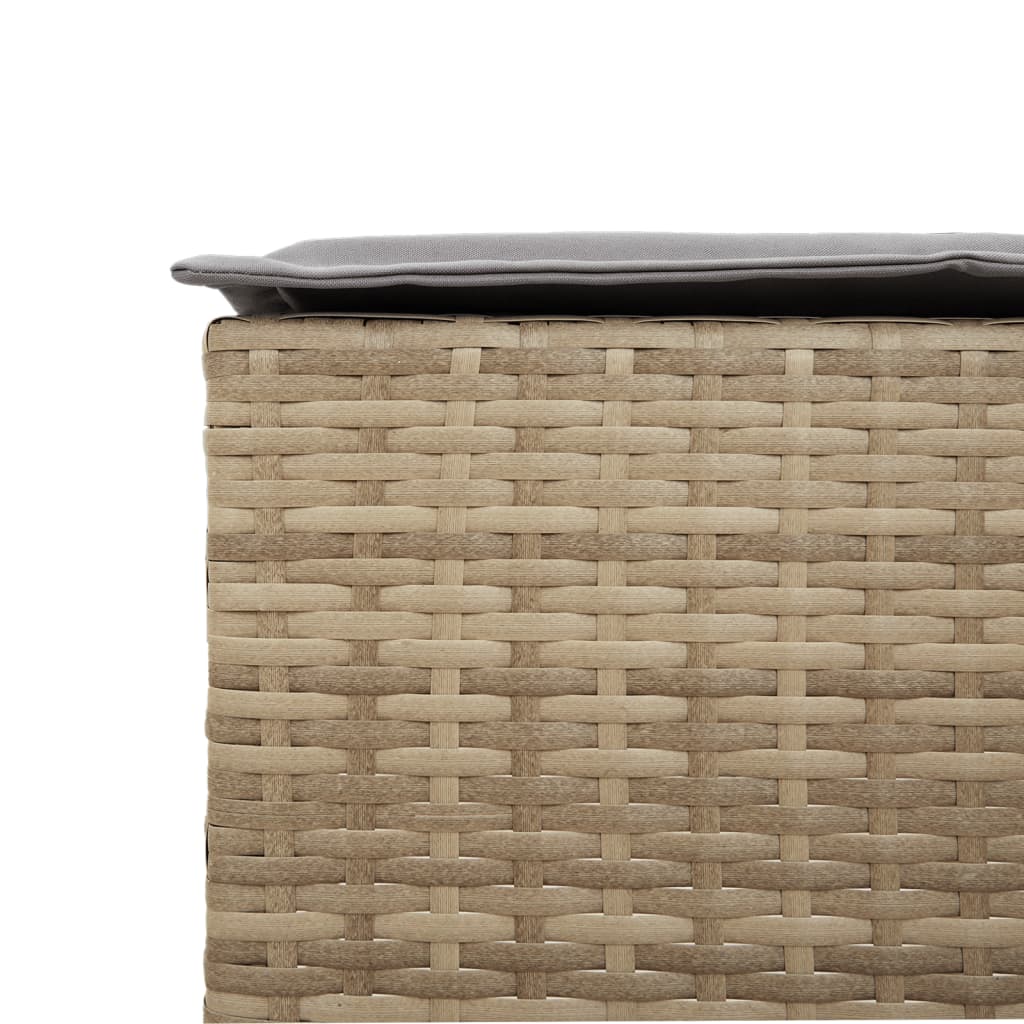 Tabourets de bar jardin avec coussins lot de 2 beige poly rotin