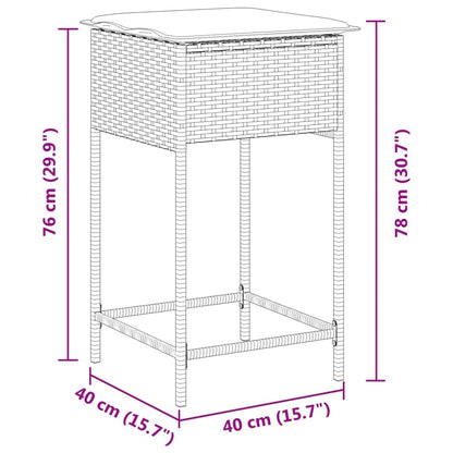 Tabourets de bar jardin avec coussins lot de 2 beige poly rotin