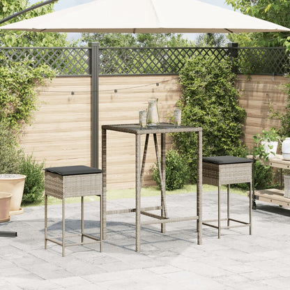 Tabourets de bar jardin avec coussins lot de 2 gris clair rotin