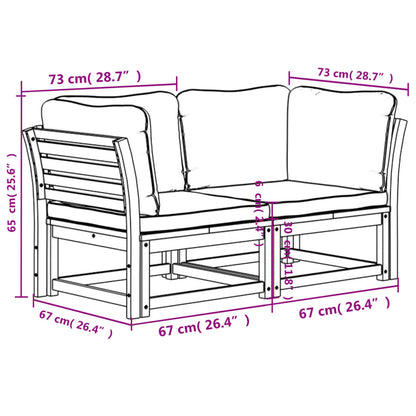 Canapé de jardin avec coussins 2 places bois massif d'acacia