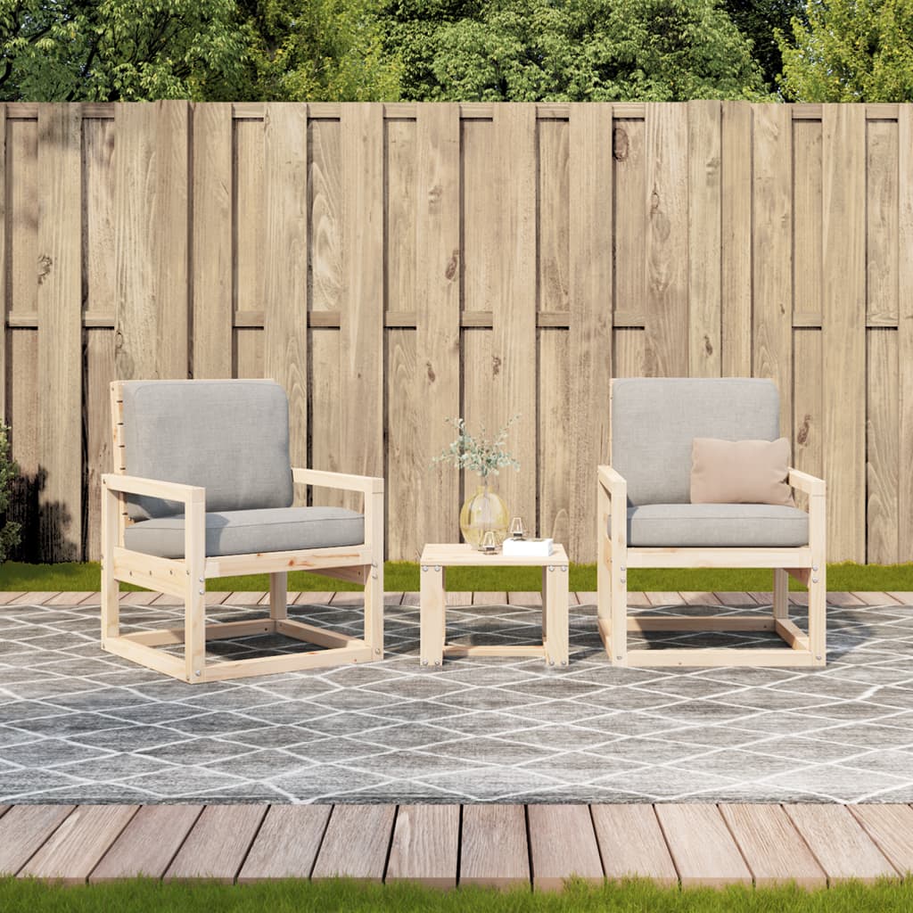 Salon de jardin 3 pcs bois massif de pin