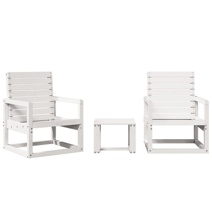 Salon de jardin 3 pcs blanc bois massif de pin