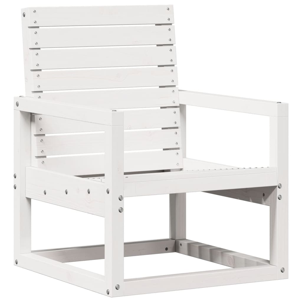 Salon de jardin 3 pcs blanc bois massif de pin