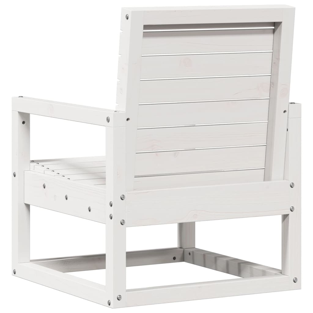 Salon de jardin 3 pcs blanc bois massif de pin