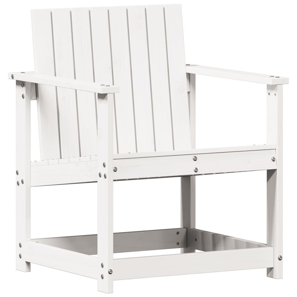 Salon de jardin 3 pcs blanc bois massif de pin