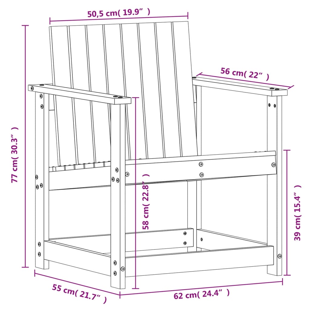 Salon de jardin 3 pcs bois massif douglas