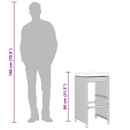 Tabourets de bar de jardin et coussins lot de 6 résine tressée