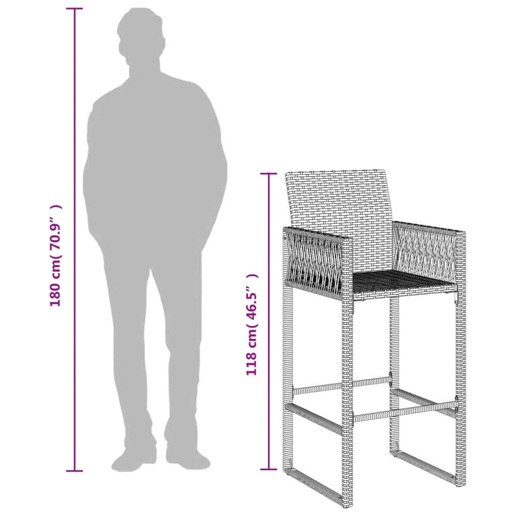 Tabourets de bar de jardin lot de 2 marron résine tressée