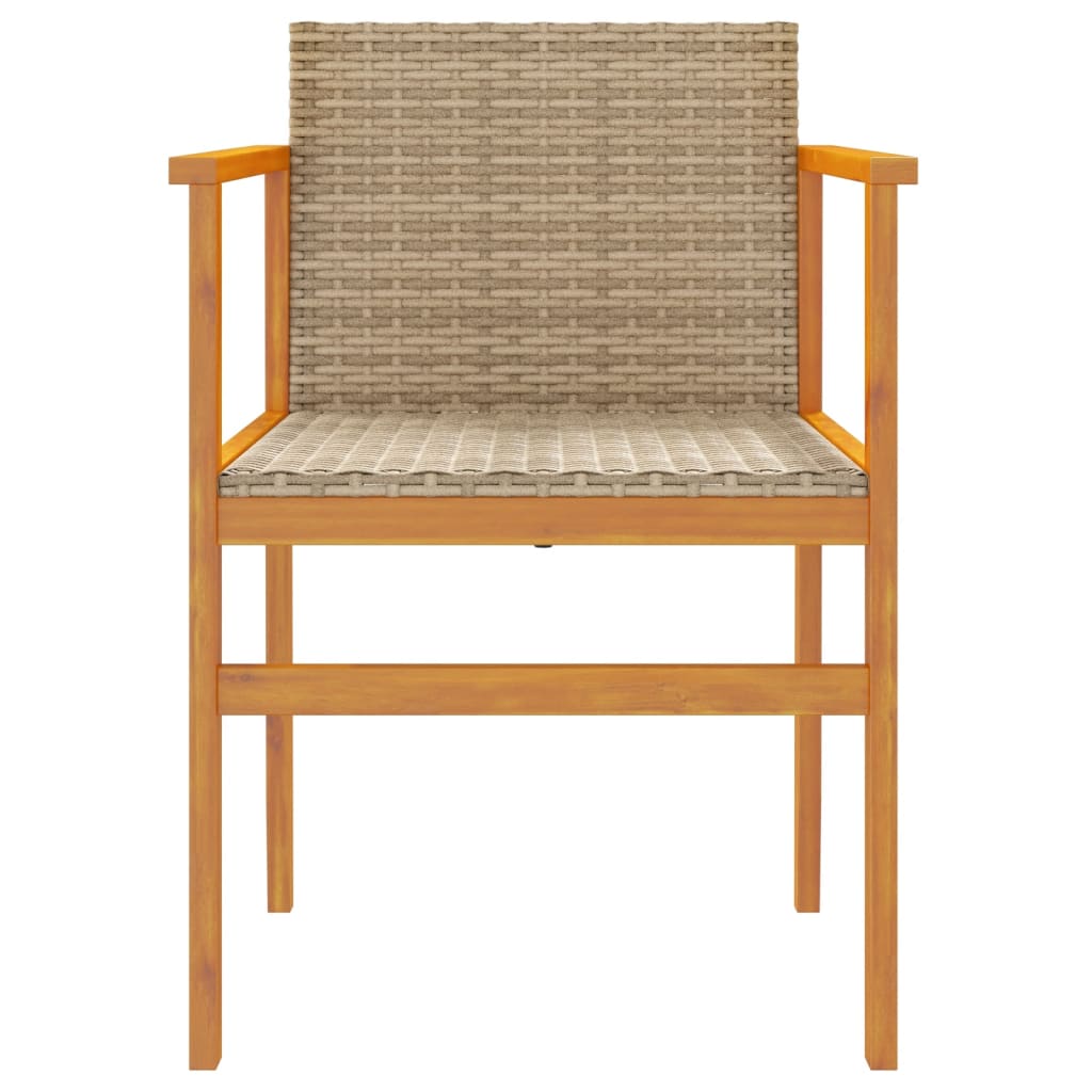 Chaises de jardin lot de 2 beige résine tressée et bois massif