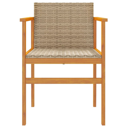 Chaises de jardin lot de 2 beige résine tressée et bois massif