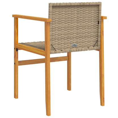 Chaises de jardin lot de 2 beige résine tressée et bois massif