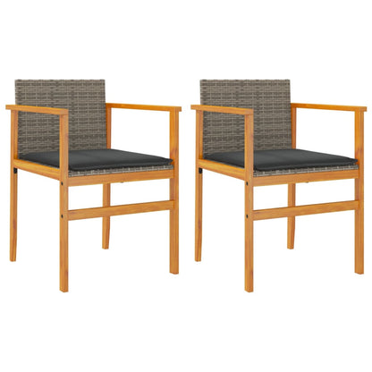 Chaises de jardin coussins lot de 2 gris résine tressée et bois