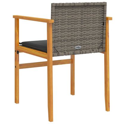 Chaises de jardin coussins lot de 2 gris résine tressée et bois