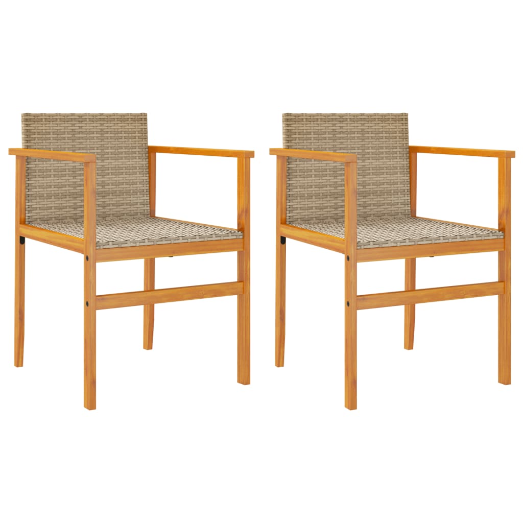 Chaises de jardin coussins lot de 2 beige résine tressée bois