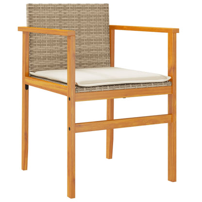 Chaises de jardin coussins lot de 2 beige résine tressée bois