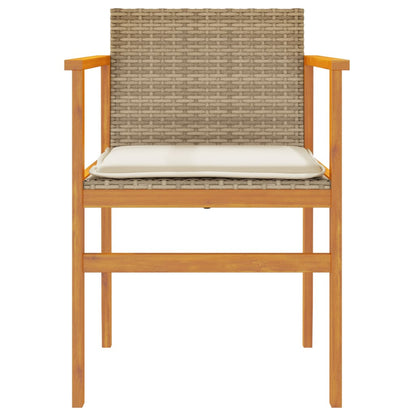 Chaises de jardin coussins lot de 2 beige résine tressée bois