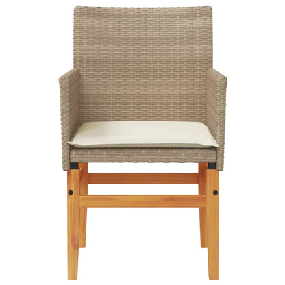 Chaises de jardin coussins lot de 2 beige résine tressée bois