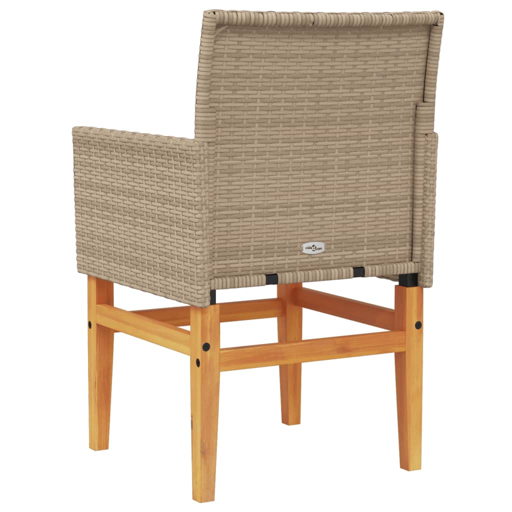 Chaises de jardin coussins lot de 2 beige résine tressée bois